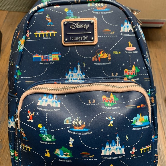 Disneyland 65th Anniversary Map 2-in-1 Convertible Mini Backpack Loungefly NWOT - Picture 7 of 10